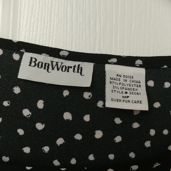 4/$15 💗 BONWORTH Size MP Sleeveless Polka Dot Blouse - Picture 2 of 4